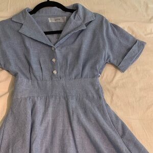 Periwinkle pinstripe collared dress
